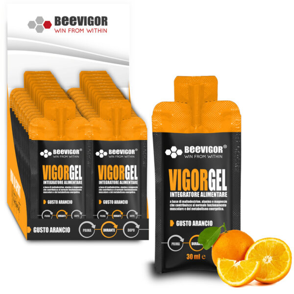BEEVIGOR Gel gusto Arancio - confezione da 24 pz bustine Monodose da 30 ml - Integratore gel per Sport di Endurance con Maltodestrine, Alanina e Magnesio - Made in Italy - Supporta Metabolismo Energetico e Funzione Muscolare - immagine 8