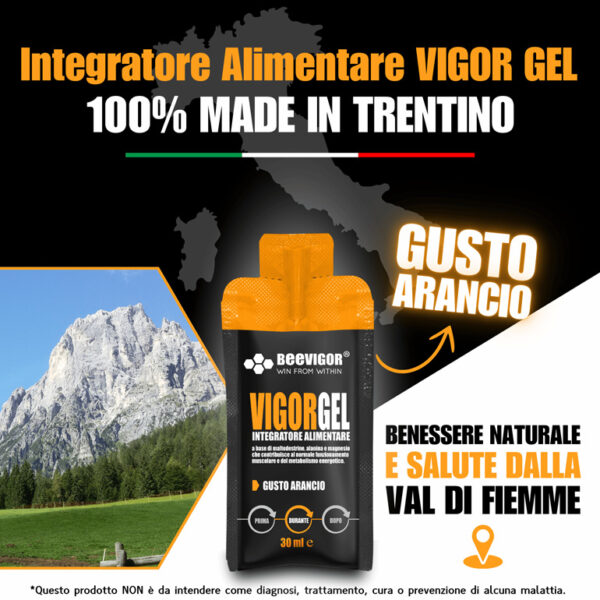 BEEVIGOR Gel gusto Arancio - confezione da 24 pz bustine Monodose da 30 ml - Integratore gel per Sport di Endurance con Maltodestrine, Alanina e Magnesio - Made in Italy - Supporta Metabolismo Energetico e Funzione Muscolare - immagine 6